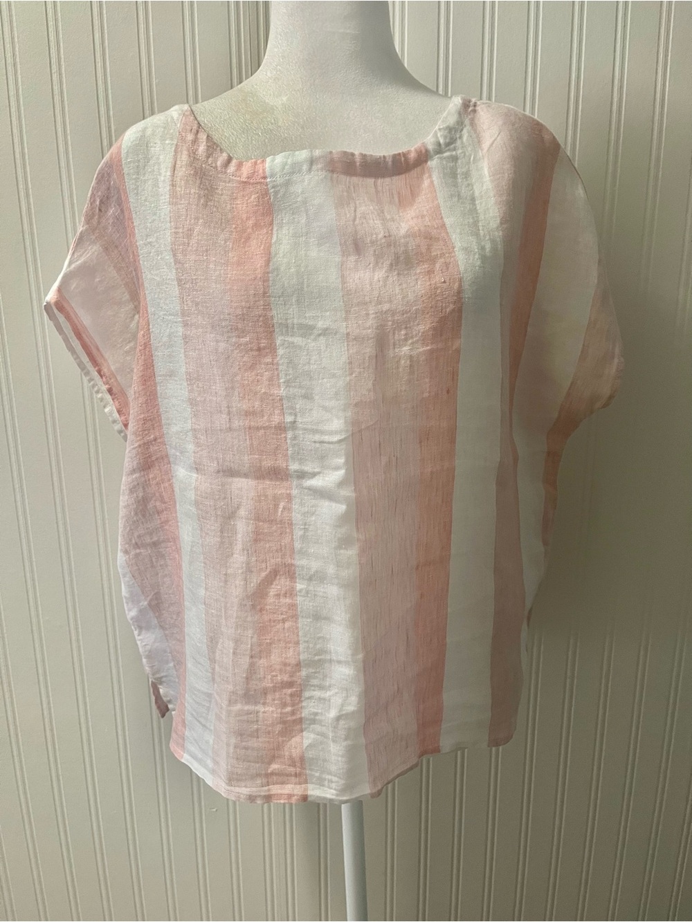 C&C California Pink and White Striped Linen Top NWT